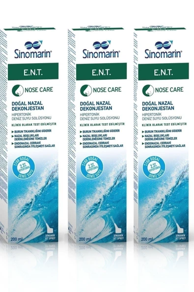 Sinomarin E.N.T. Deniz Suyu Burun Spreyi 200 ml X3