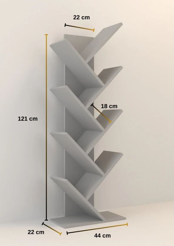 Mirobi Ağaç Kitaplık Dekoratif Kitaplık Raf Düzenleyici Kitap Rafı Beyaz - 3