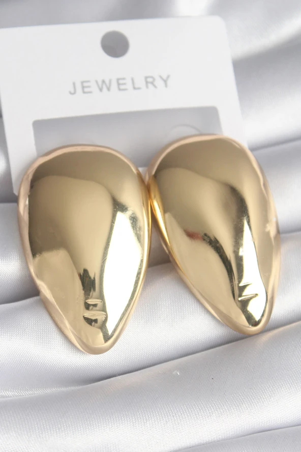 Pirinç Gold Renk Badem Model Kadın Küpe - TJ-BKP8545 - 1