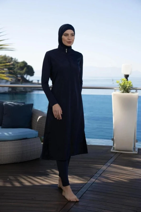 Estiva 22997 Lacivert Uzun Tam Boy Tesettür Mayo - Resim 2