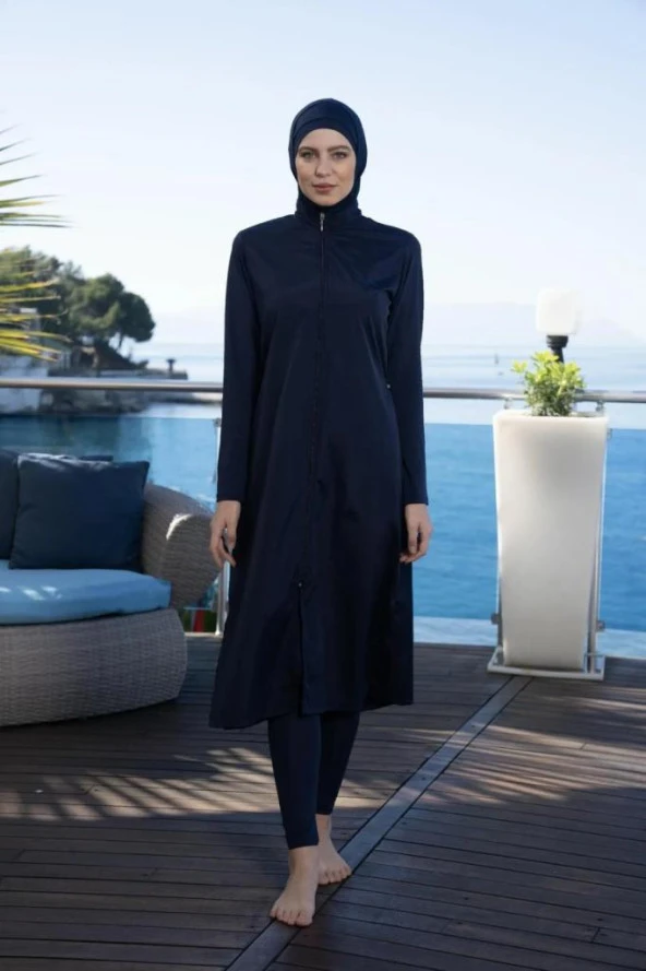 Estiva 22997 Lacivert Uzun Tam Boy Tesettür Mayo - Resim 8