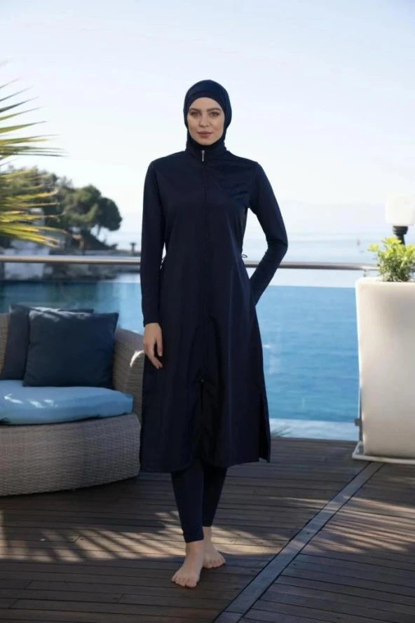 Estiva 22997 Lacivert Uzun Tam Boy Tesettür Mayo - Resim 10