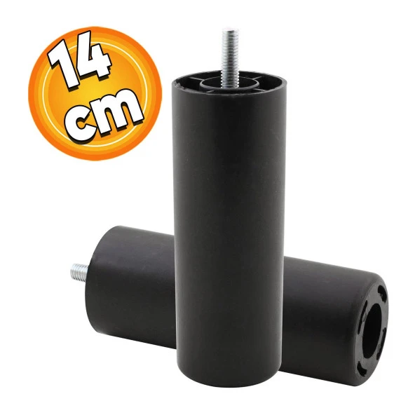 Mobilya Kanepe Koltuk Baza Yükseltici Yükseltme M8 Civatalı Vidalı Orta Destek Ayağı Ayak Siyah 14cm