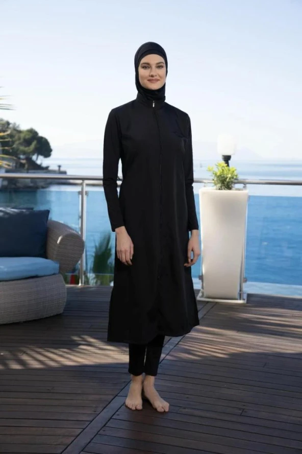 Estiva 22997 Siyah Uzun Tam Boy Tesettür Mayo - 3