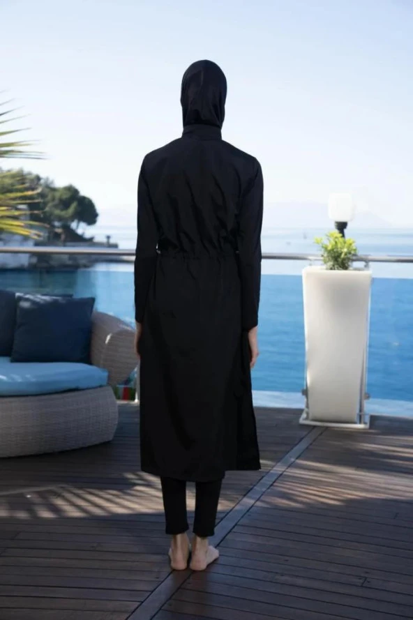 Estiva 22997 Siyah Uzun Tam Boy Tesettür Mayo - 7