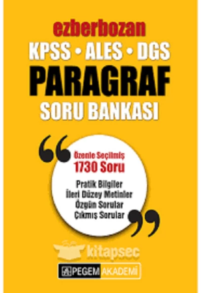 KPSS ALES DGS Ezberbozan Paragraf Soru Bankası Pegem Akademi