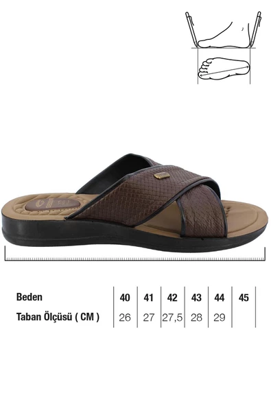 Gezer Erkek Terlik Suni Deri Kahverengi 12598 - Resim 4
