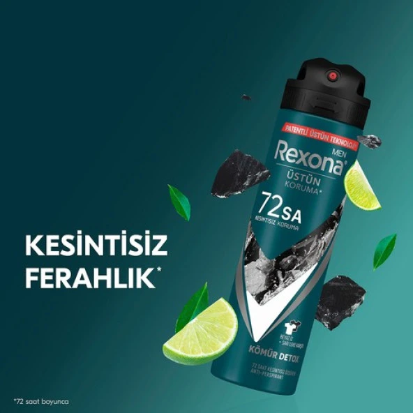 Rexona Men Erkek Sprey Deodorant Kömür Detox 72 Saat Kesintisiz Üstün Koruma 150 M - 5