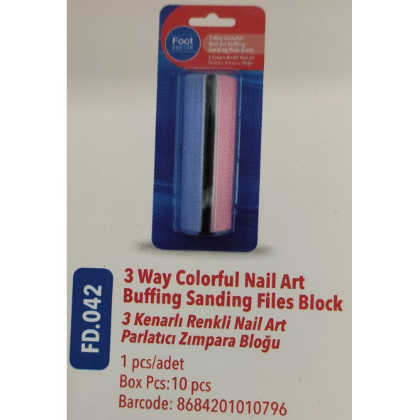 FOOT DOCTOR 3 KENARLI RENKLİ PARLATICI ZIMPARA BLOĞU  FD 042
