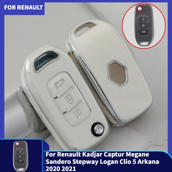 RENAULT MEGANE 4 CLİO 5 KOLEOS CAPTUR TPU ANAHTAR KILIF (BEJ RENGİ) ürün görseli