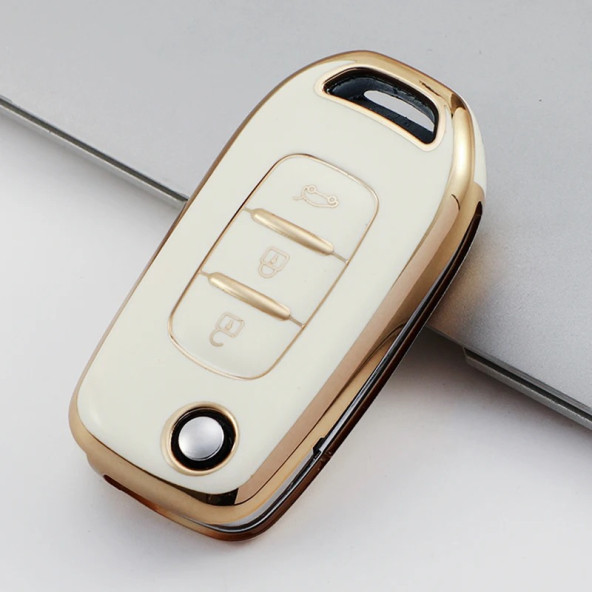 RENAULT MEGANE 4 CLİO 5 KOLEOS CAPTUR TPU ANAHTAR KILIF (BEJ RENGİ) - Resim 3