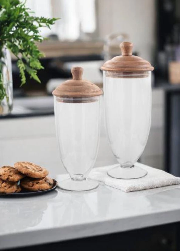 The Mia Madera Ayaklı Kurabiye Kavanozu 28x13x13 cm CAM0381 - 3