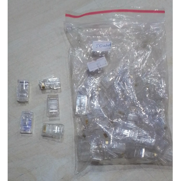 50 Adet Rj45 Konnektör Network Cat5 Cat6 Jak Jack Ethernet Uç - 2
