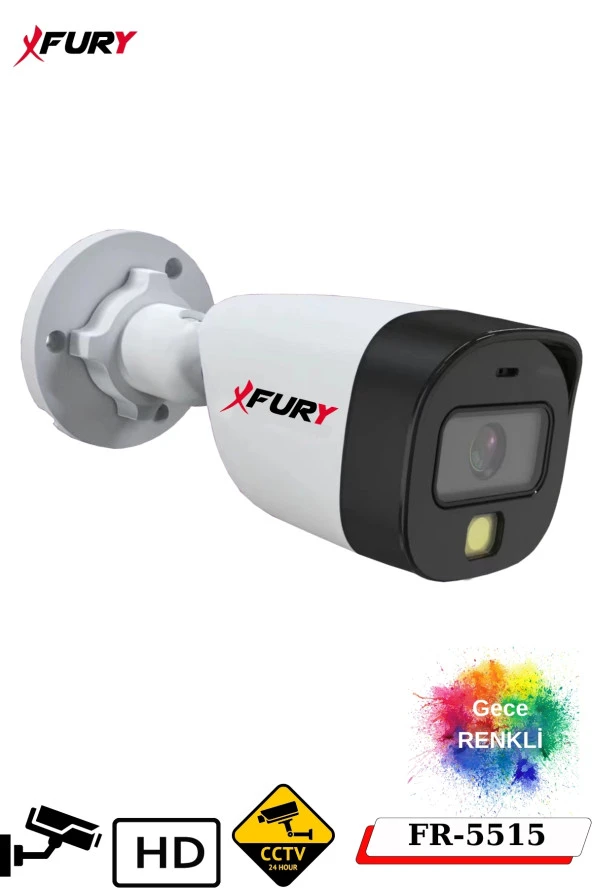 FURY 5 Kameralı 5Mp Lens 2 Mp Görüntü Gece Renkli Full Hd Ultra Led Akıllı Güvenlik Kamerası Seti 500GB - 5