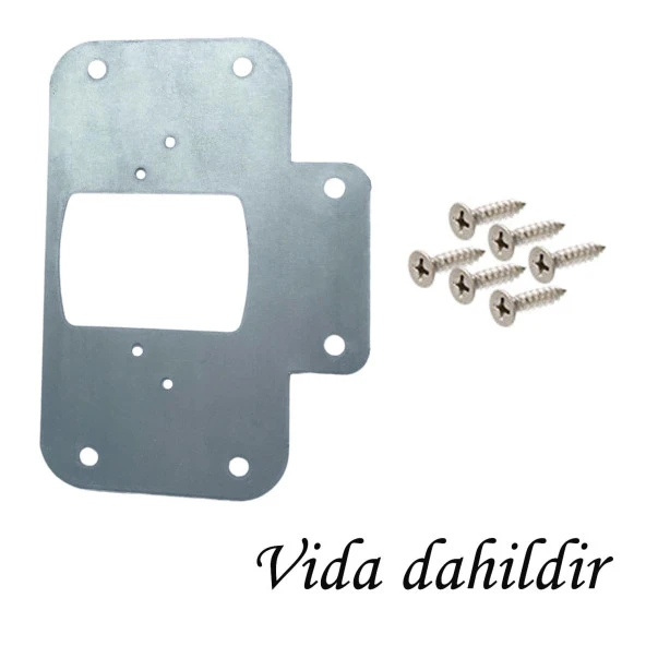 Dolap Kapak Taş Menteşe Tamir Sacı Pratik Onarım Kiti Krom Metal Yuva Tablası 6.5 x 9 cm (8 ADET) - 4