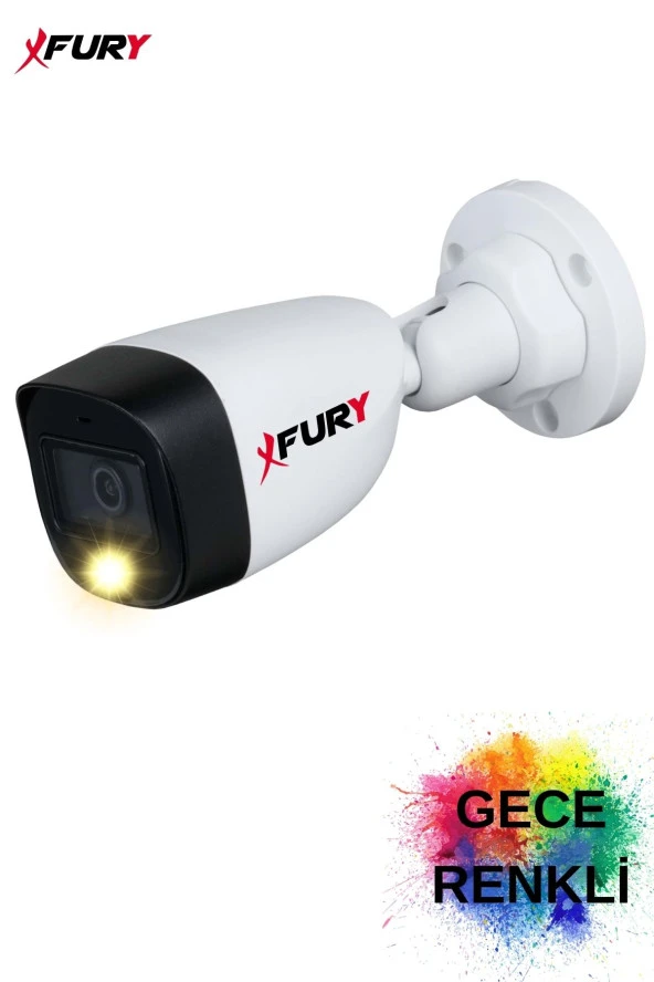 FURY Gece Renkli  5mp Lens 2Mp 1080p Full HD Suya Dayanıklı Güvenlik Kamerası Ultra Led Renkli Gece Görüş - 4