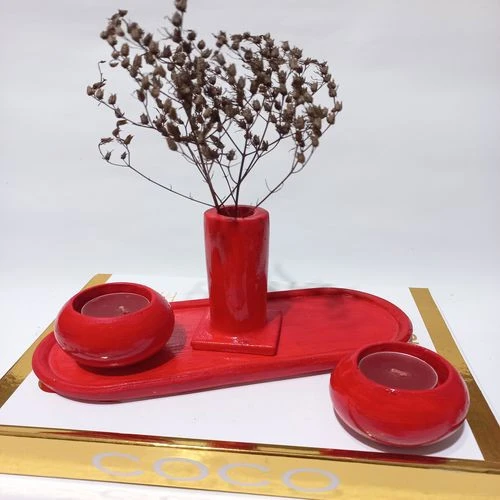 SUTUN VAZO TABAKLI MUMLUK SET RANDOM - Resim 4