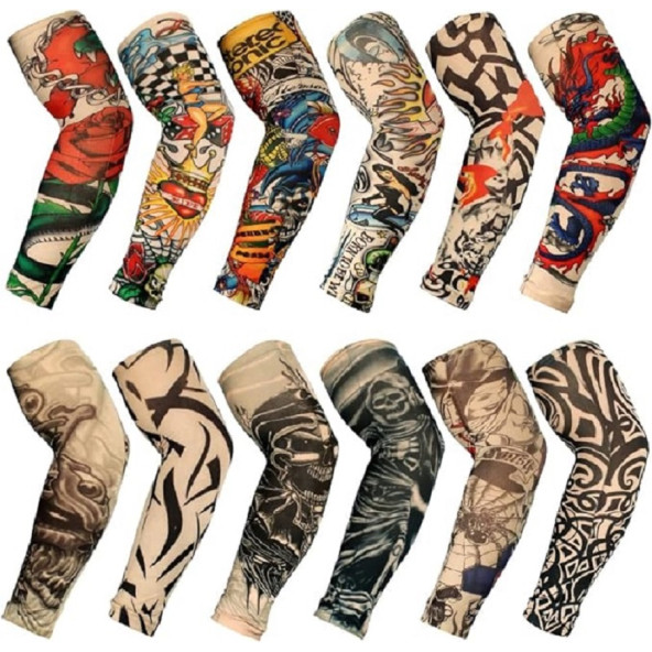Giyilebilir Dövme 6 Çift 12 Adet Karma Kol Çorap Dövmesi Seti Sleeve tattoo - 3