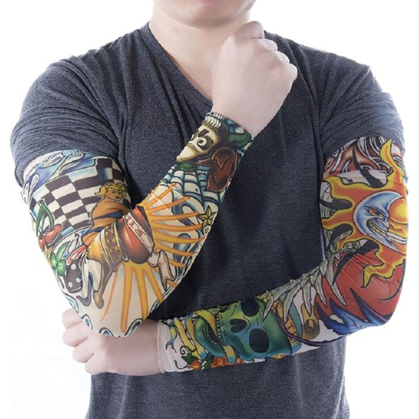 Giyilebilir Dövme 6 Çift 12 Adet Karma Kol Çorap Dövmesi Seti Sleeve tattoo - 5