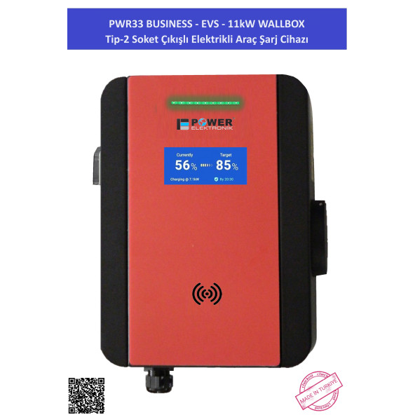 PWR33 BUSINESS-EVS-11 kW WALLBOX - TİP2 SOKET ÇIKIŞLI ELEKTRİKLİ ARAÇ ŞARJ CİHAZI - 2
