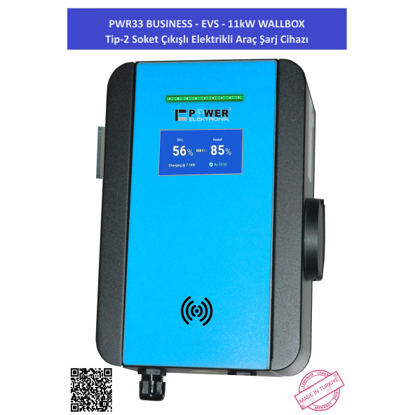 PWR33 BUSINESS-EVS-11 kW WALLBOX - TİP2 SOKET ÇIKIŞLI ELEKTRİKLİ ARAÇ ŞARJ CİHAZI