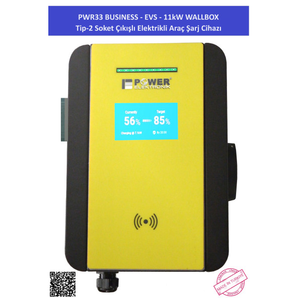 PWR33 BUSINESS-EVS-11 kW WALLBOX - TİP2 SOKET ÇIKIŞLI ELEKTRİKLİ ARAÇ ŞARJ CİHAZI - 3