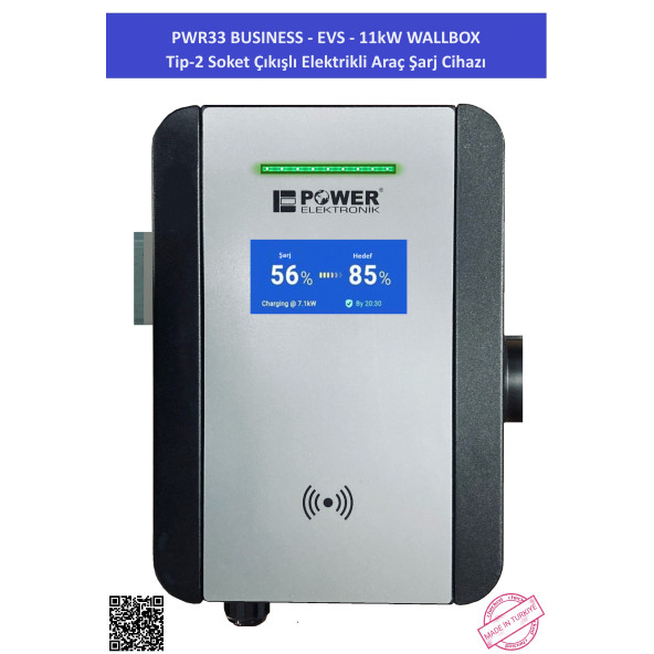 PWR33 BUSINESS-EVS-11 kW WALLBOX - TİP2 SOKET ÇIKIŞLI ELEKTRİKLİ ARAÇ ŞARJ CİHAZI - 10