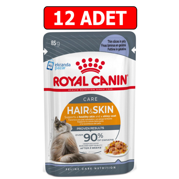 Royal canın hair skin kedi yaş mama 85gr 12 adet kedi konserve pouch