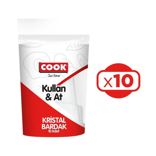 Cook Kristal Bardak Kullan&At 10 lu x 10 Paket (100 Adet)