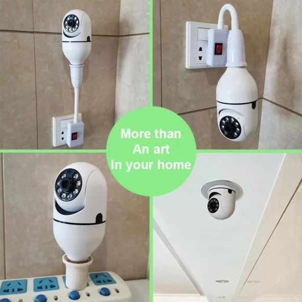 Wifi 360 Panoramik Ampul Kamera Güvenlik Kamerası Çift Wifi 360 Derece Gece Görüşlü - 5