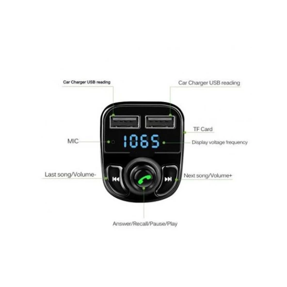 Bluetooth Fm Transmitter Car X8 - 3