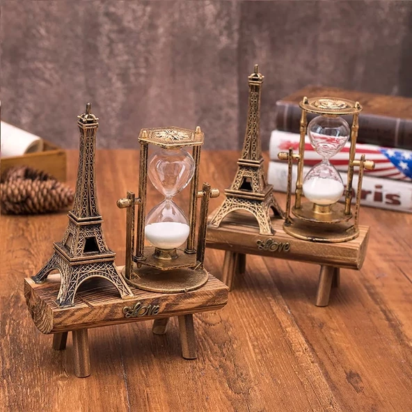 Eyfel Kulesi Paris Ahşap Kum Saati - 2