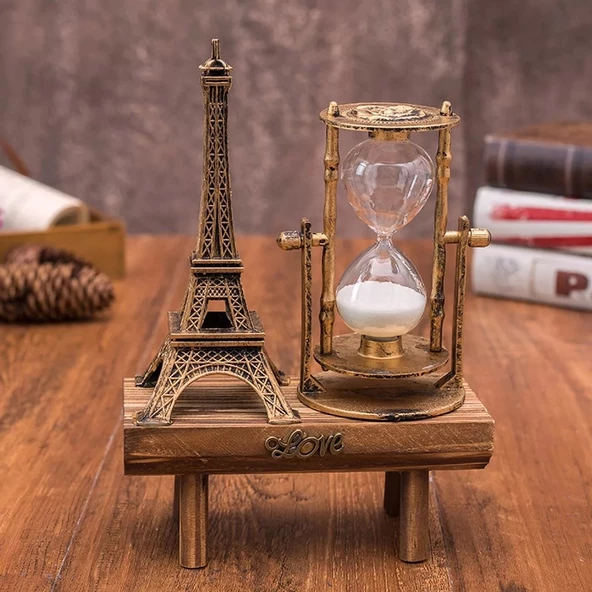 Eyfel Kulesi Paris Ahşap Kum Saati - 3