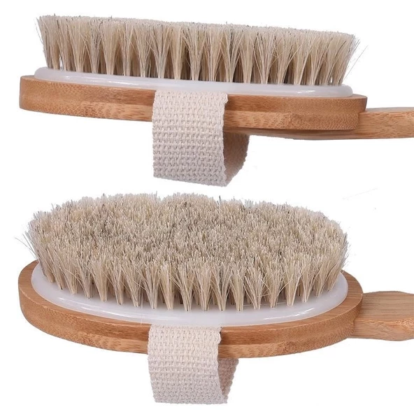 Parlak ve Pürüzsüz Görünüm Sağlayan %100 Doğal At Kılı Selülit Fırçası (sökülebilir Sap) - 3