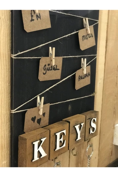 Dekoratif Home Keys Ahşap Resimlik ve Notluk (Kahverengi) - 2