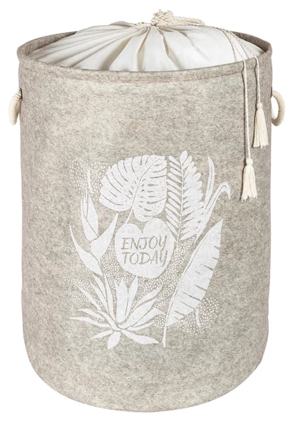 Torbalı ve Kulplu Püskül Detaylı Düzenleyici Çok Amaçlı Organizer Keçe Sepet -03631 - Resim 2