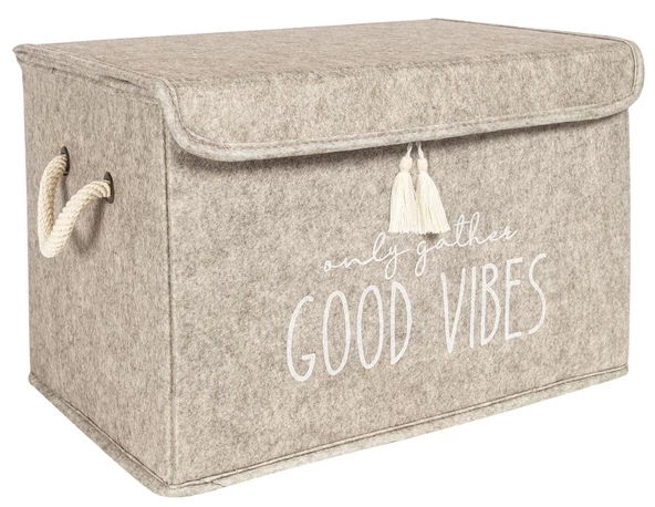 Kapaklı Püskül Detaylı Düzenleyici Çok Amaçlı Organizer Keçe Sepet (mini) - 03495 - 6