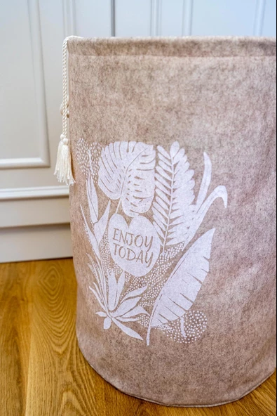 Torbalı ve Kulplu Püskül Detaylı Düzenleyici Çok Amaçlı Organizer Keçe Sepet -03631 - Resim 3