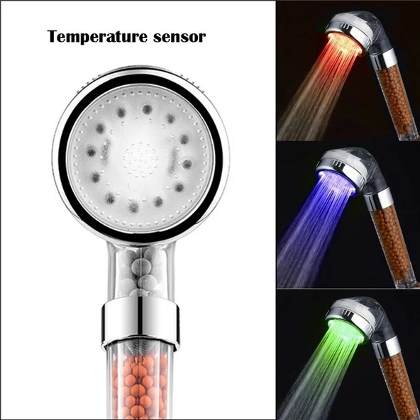 Tasarruflu Boncuklu Ledli Duş Başlık Seti Pil veya Elektrik Gerekmez Kinetik Enerjili - 3