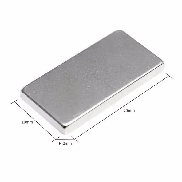 N35 20x10x2 Mm Neodyum Mıknatıs 2000 Adet, Köşeli, Nikel Kaplamalı Kaliteli ve Dayanıklı Ürün - 2