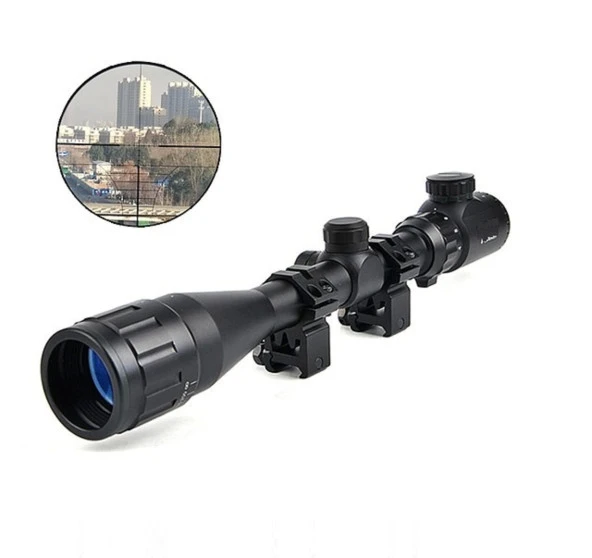 4-12x40 Aoeg Tüfek Dürbünü Mil Dot Kırmızı - Yeşil Lens Koruyucu - 2