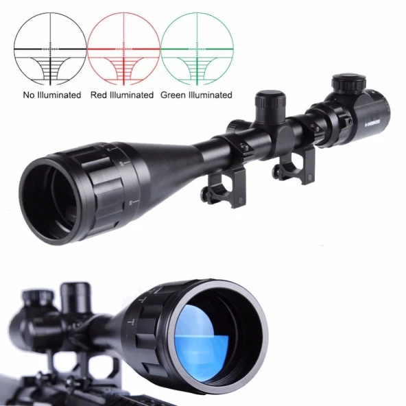 4-16x50 Aoeg Zoomlu Tüfek Dürbünü çift Işıklı Kırmızı,yeşil Kaynaklı Avcılık Dürbün