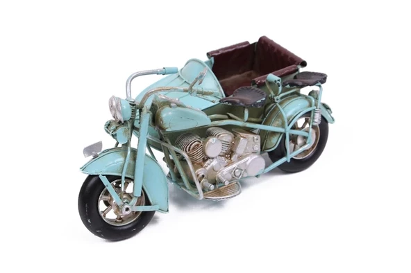 Vintage Tasarım Dekoratif Metal Motosiklet Sepetli - 2