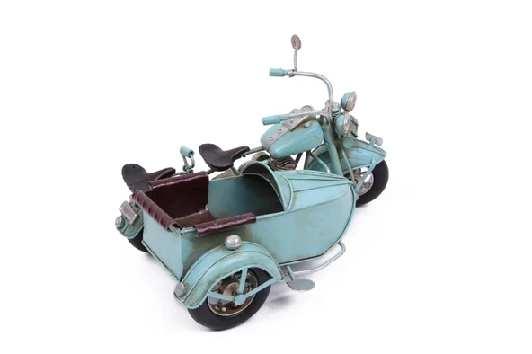 Vintage Tasarım Dekoratif Metal Motosiklet Sepetli - 4