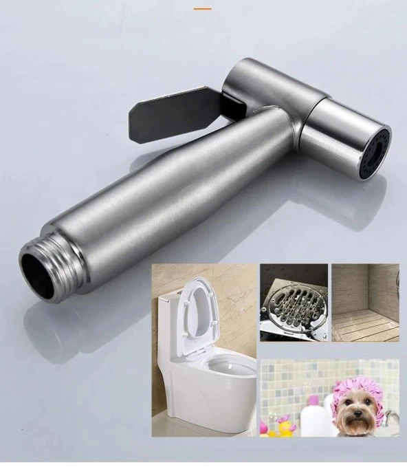 Valkyrie Paslanmaz Çelik Tuvalet Musluk Bide Seti Kolay Kurulum Kullanım Çift Çıkışlı Gümüş Evcil Hayvan Yıkama Aleti - 6