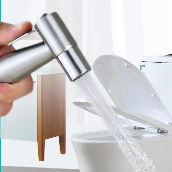 Valkyrie Paslanmaz Çelik Tuvalet Musluk Bide Seti Kolay Kurulum Kullanım Çift Çıkışlı Gümüş Evcil Hayvan Yıkama Aleti - 7