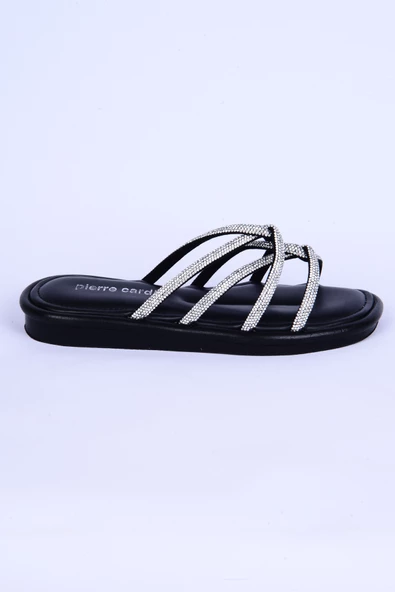 Pierre Cardin 5104 Taş İpli Rahat Taban Siyah Günlük Kadın Terlik