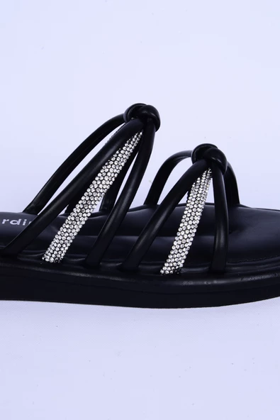 Pierre Cardin 5106 Taş Detaylı Rahat Taban Siyah Günlük Kadın Terlik - 2