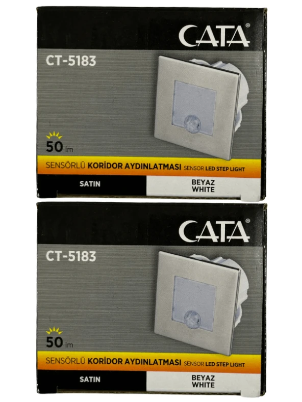 Cata CT-5183 1,5W 6400K (Beyaz Işık) Sensörlü Koridor Aydınlatması (2 Adet)
