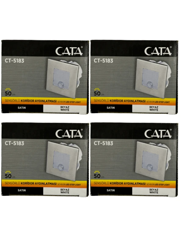 Cata CT-5183 1,5W 6400K (Beyaz Işık) Sensörlü Koridor Aydınlatması (4 Adet)